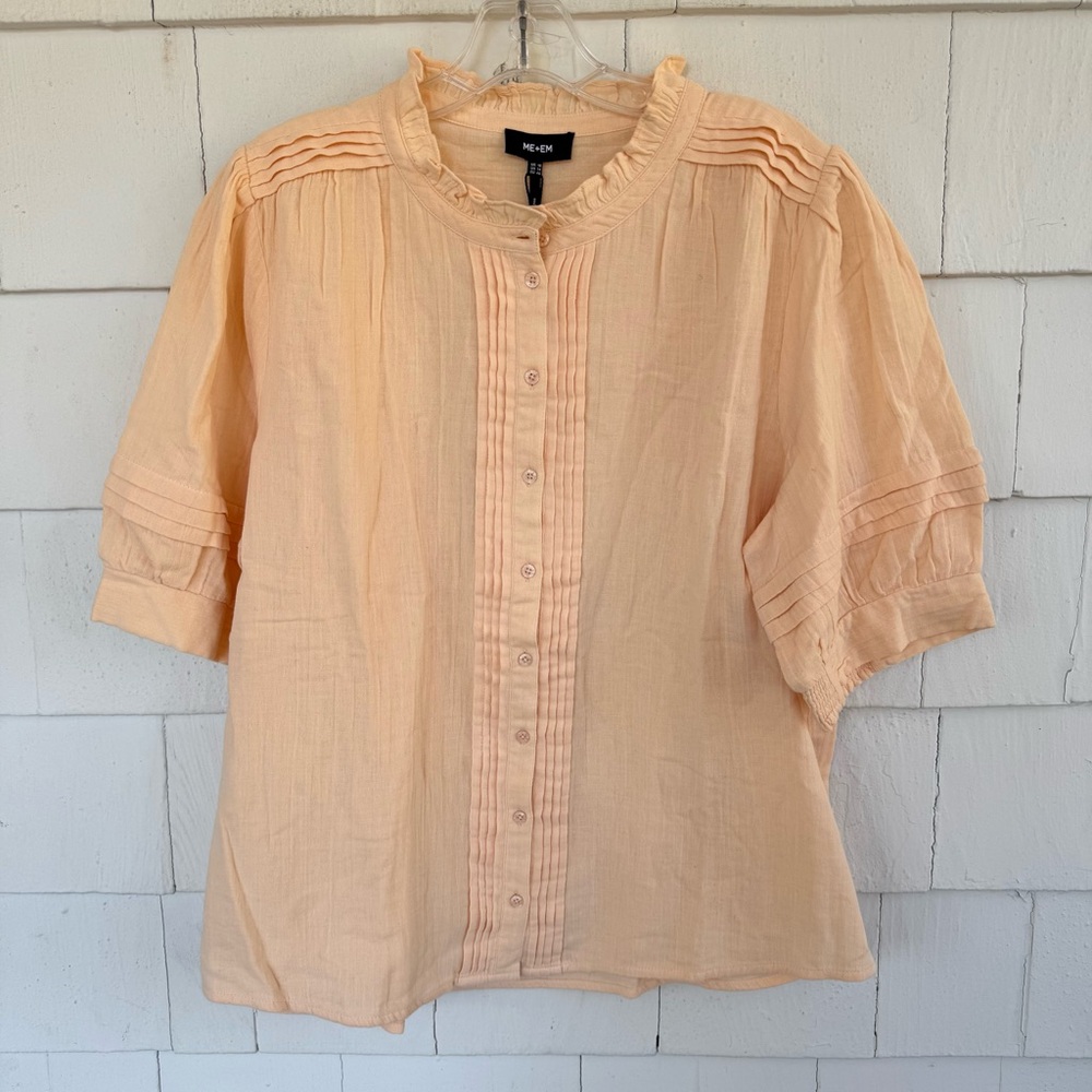 ME+EM Cheesecloth Blouse in Peach Sherbet size 14 NWT